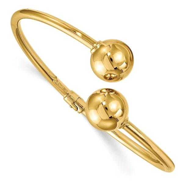 Versil 14 Karat Polished Hinged Cuff Bangle - Yellow